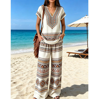 🌴🌺Women's Printed Top & Pants 2-Piece Set