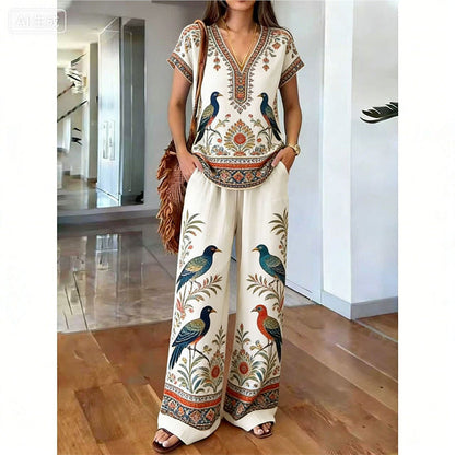 🌴🌺Women's Printed Top & Pants 2-Piece Set