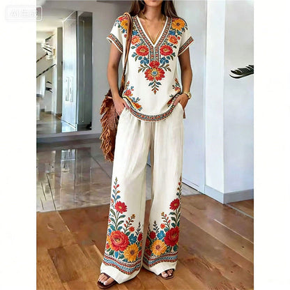 🌴🌺Women's Printed Top & Pants 2-Piece Set