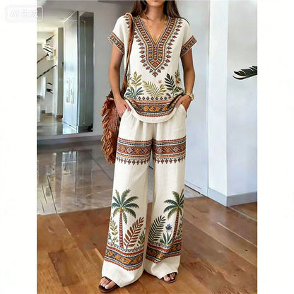 🌴🌺Women's Printed Top & Pants 2-Piece Set