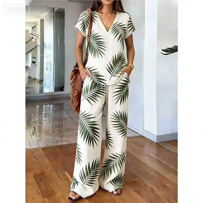 🌴🌺Women's Printed Top & Pants 2-Piece Set