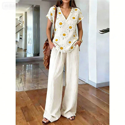 🌴🌺Women's Printed Top & Pants 2-Piece Set