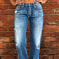 👖 50% OFF NOW! 🔥 Women's Distressed Slim Fit Flare Jeans – Stretchy denim & vintage look – Ripped details, flattering fit – perfect for casual days or edgy street style ✨