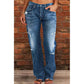 👖 50% OFF NOW! 🔥 Women's Distressed Slim Fit Flare Jeans – Stretchy denim & vintage look – Ripped details, flattering fit – perfect for casual days or edgy street style ✨