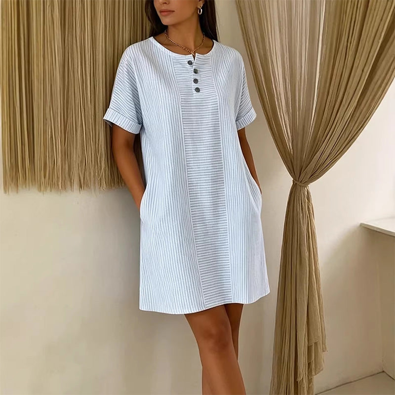 Women's Casual Striped Short Sleeve T-Shirt Dress