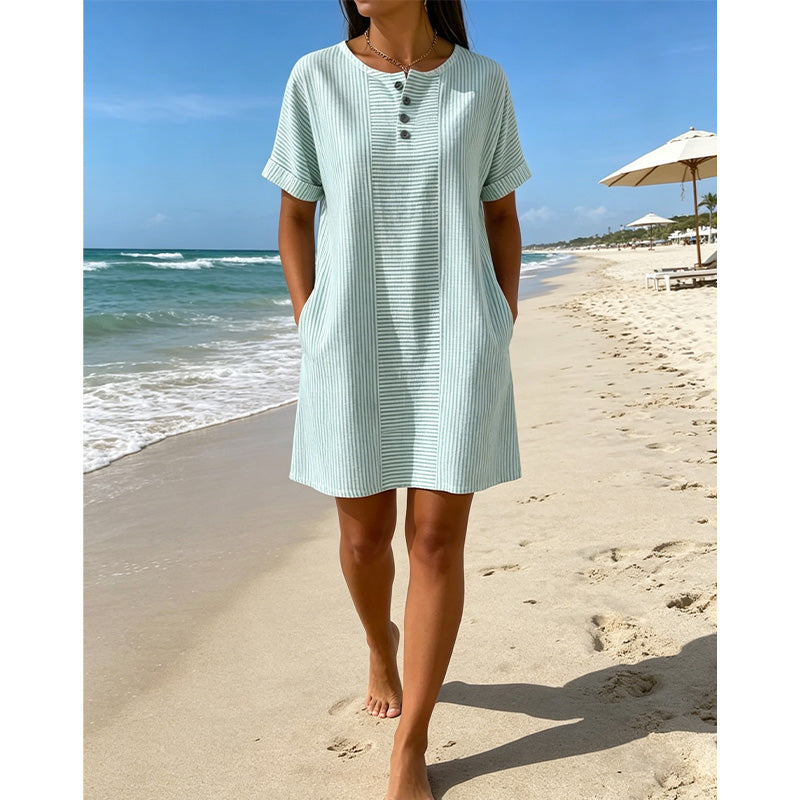 Women's Casual Striped Short Sleeve T-Shirt Dress