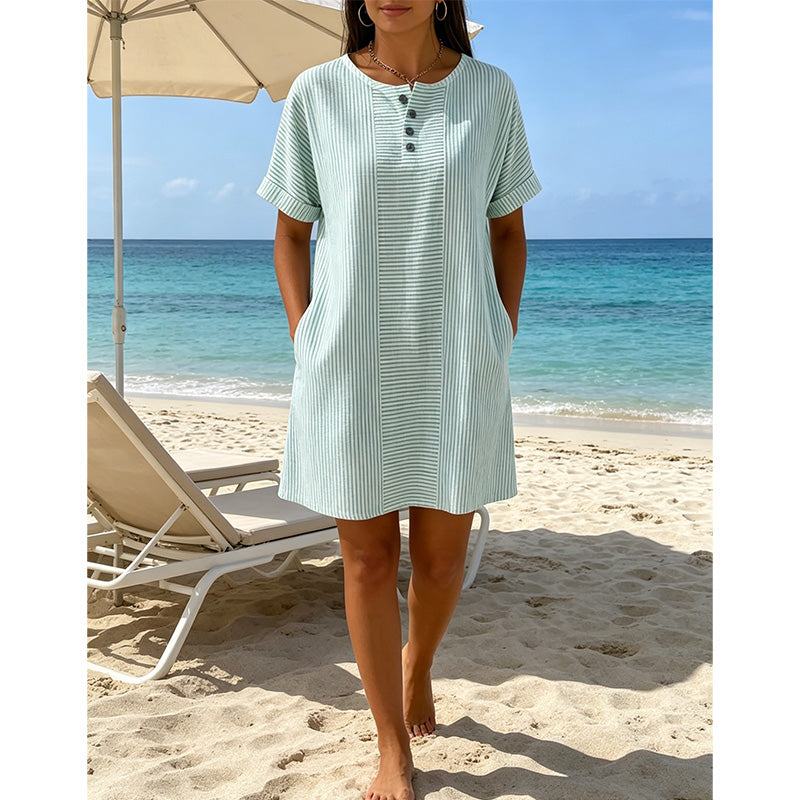 Women's Casual Striped Short Sleeve T-Shirt Dress
