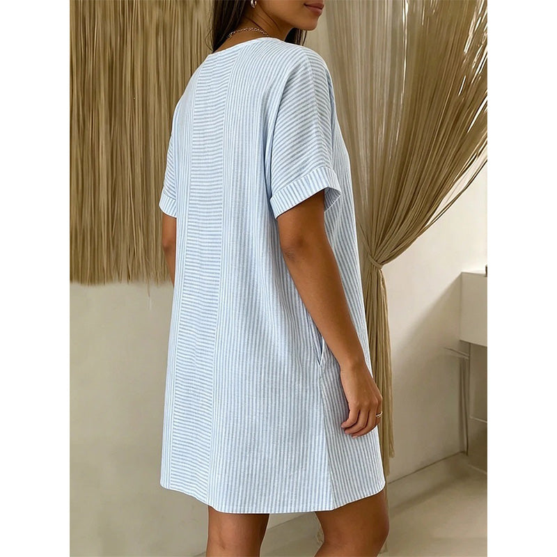 Women's Casual Striped Short Sleeve T-Shirt Dress