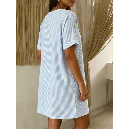 Women's Casual Striped Short Sleeve T-Shirt Dress