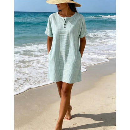 Women's Casual Striped Short Sleeve T-Shirt Dress