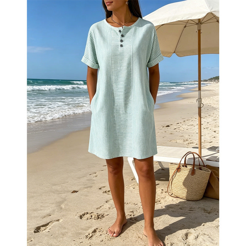 Women's Casual Striped Short Sleeve T-Shirt Dress