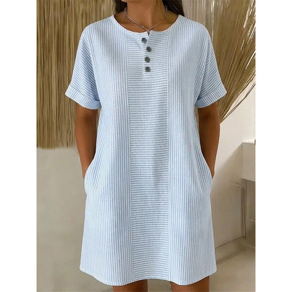 Women's Casual Striped Short Sleeve T-Shirt Dress