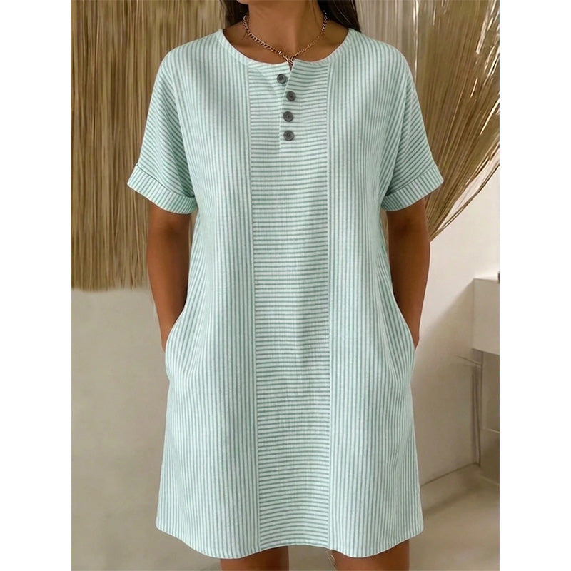 Women's Casual Striped Short Sleeve T-Shirt Dress