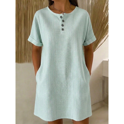 Women's Casual Striped Short Sleeve T-Shirt Dress