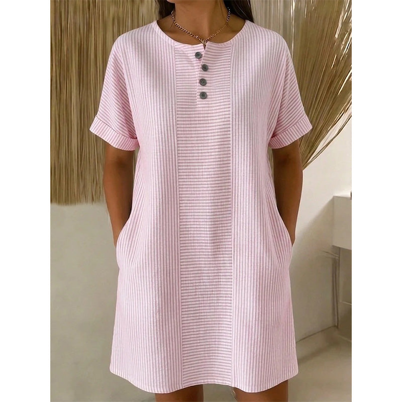 Women's Casual Striped Short Sleeve T-Shirt Dress