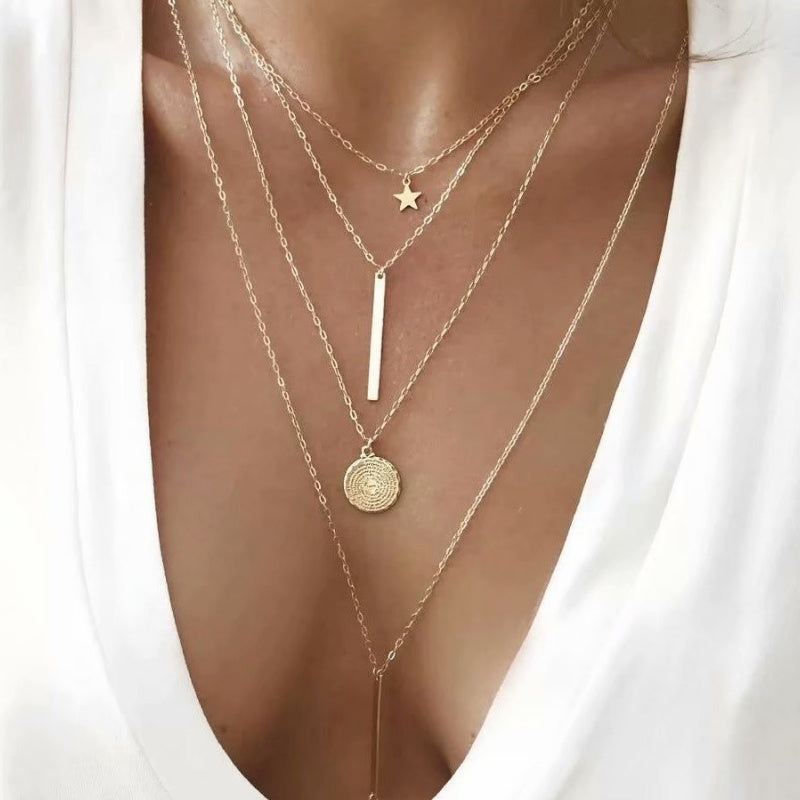 Elegant Multi Layered Necklace with Delicate Pendant