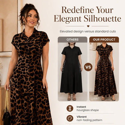 Women's Elegant Leopard Print Lapel Dress