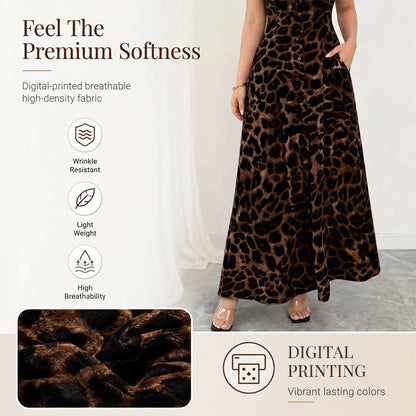 Women's Elegant Leopard Print Lapel Dress