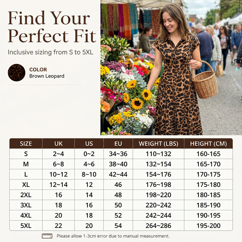 Women's Elegant Leopard Print Lapel Dress
