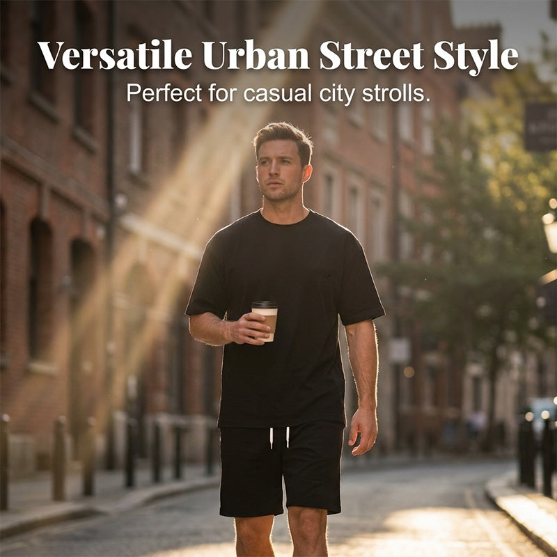 Men's Letter Tee & Drawstring Shorts Set