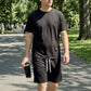 Men's Letter Tee & Drawstring Shorts Set