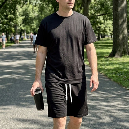 Men's Letter Tee & Drawstring Shorts Set