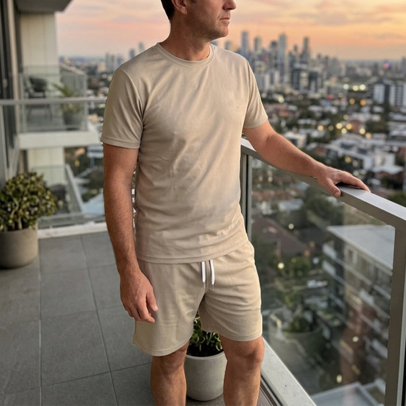 Men's Letter Tee & Drawstring Shorts Set