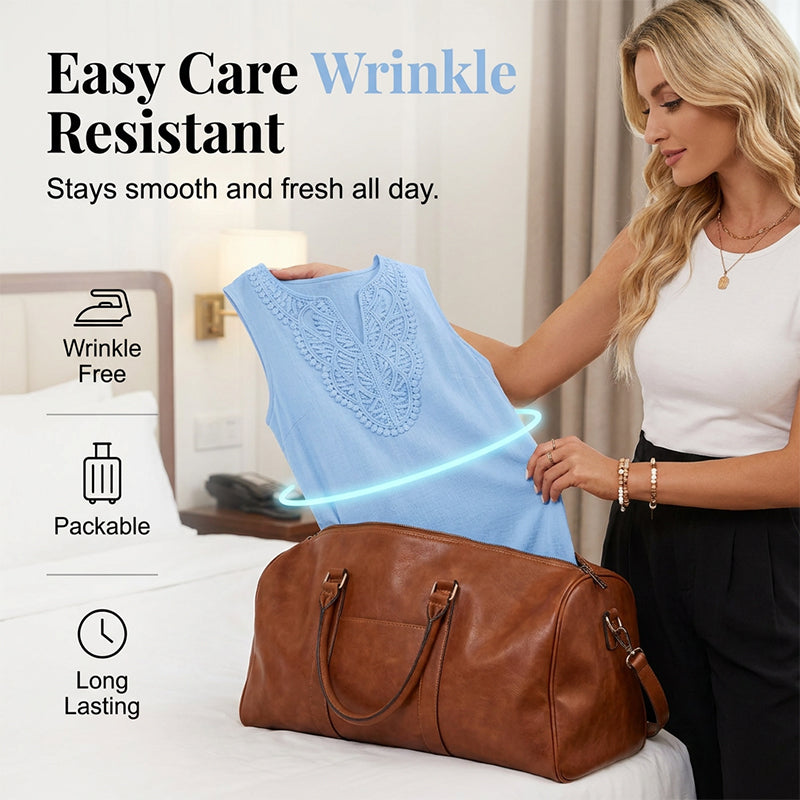 👗 LIMITED-TIME 50% OFF! 💥 Breathable Summer Casual Dress – Embroidered V-Neck, Wrinkle Resistant, Versatile ✨
