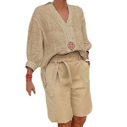 Women’s Casual V Neck Top and Shorts Set