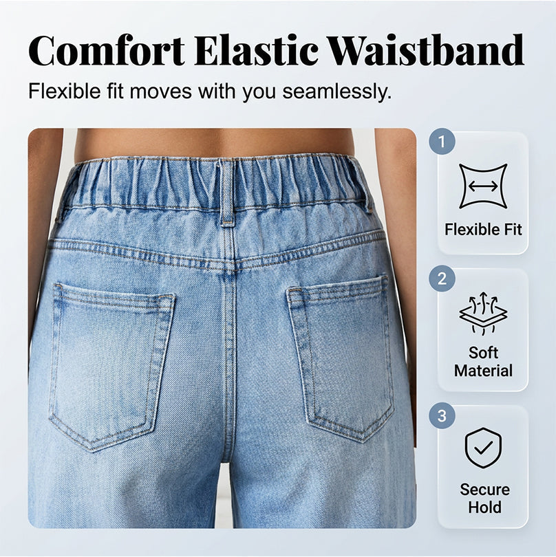 Women's Wide-Leg Jeans with Patch Pockets