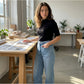 Women's Wide-Leg Jeans with Patch Pockets
