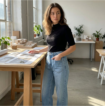 Women's Wide-Leg Jeans with Patch Pockets