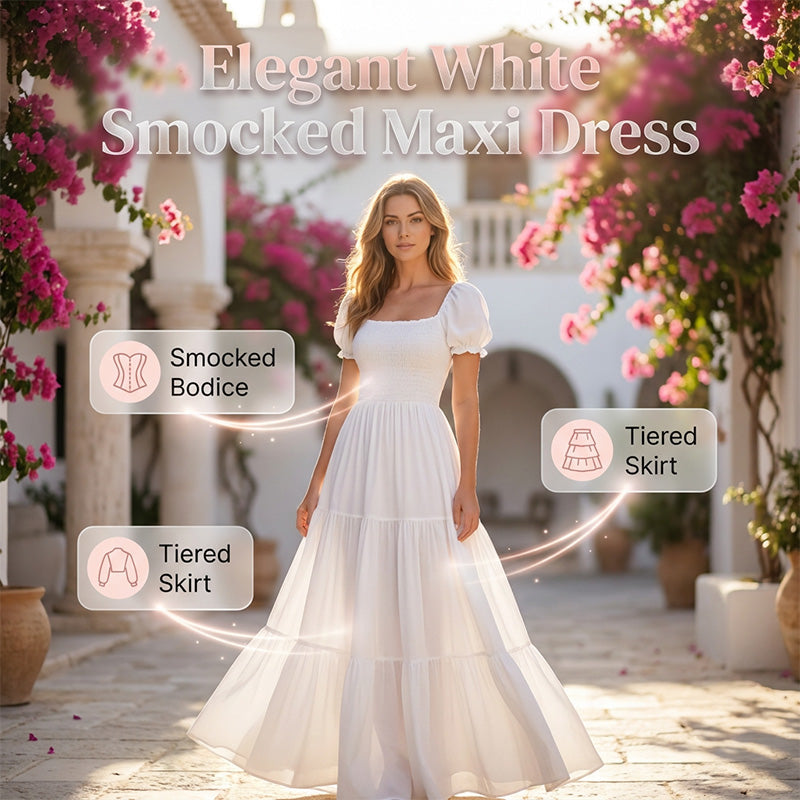 👗✨ Women's Elegant Smocked Maxi Dress - Effortless Elegance For Any Occasion ☀️