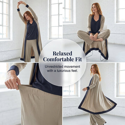 ⌛50% off new arrivals-Women’s 3 Piece Outfit Contrast Color Cardigan Vest Pants Set
