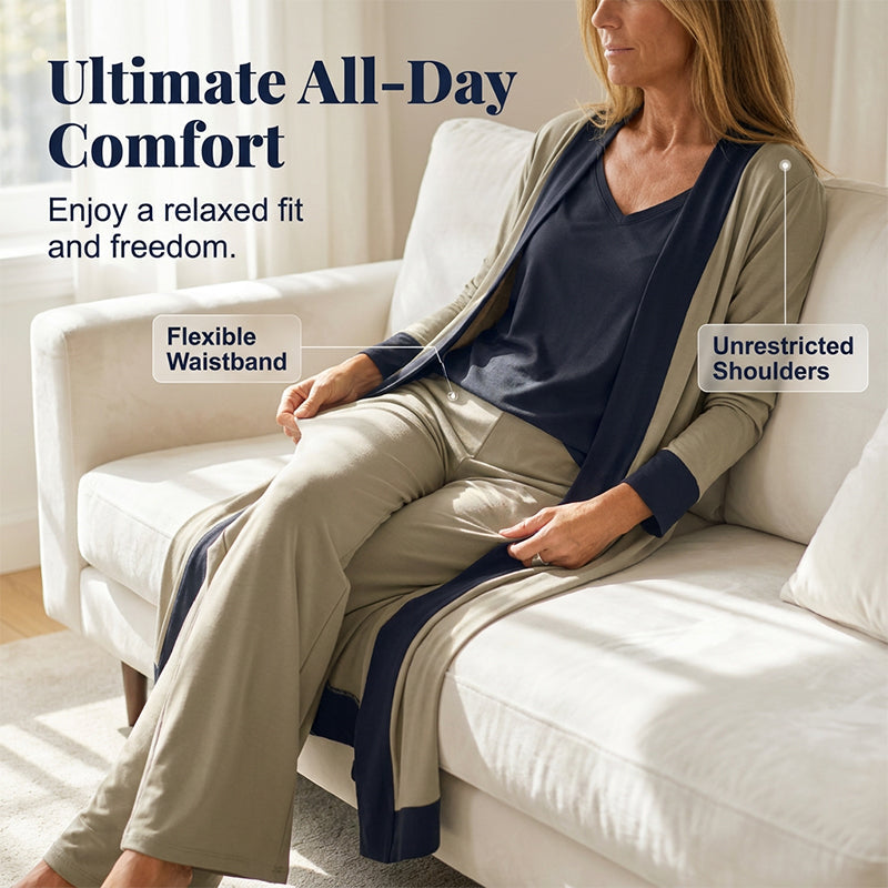 ⌛50% off new arrivals-Women’s 3 Piece Outfit Contrast Color Cardigan Vest Pants Set