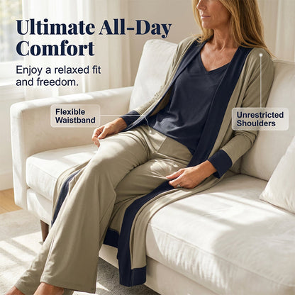⌛50% off new arrivals-Women’s 3 Piece Outfit Contrast Color Cardigan Vest Pants Set