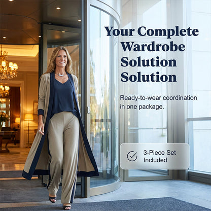 ⌛50% off new arrivals-Women’s 3 Piece Outfit Contrast Color Cardigan Vest Pants Set