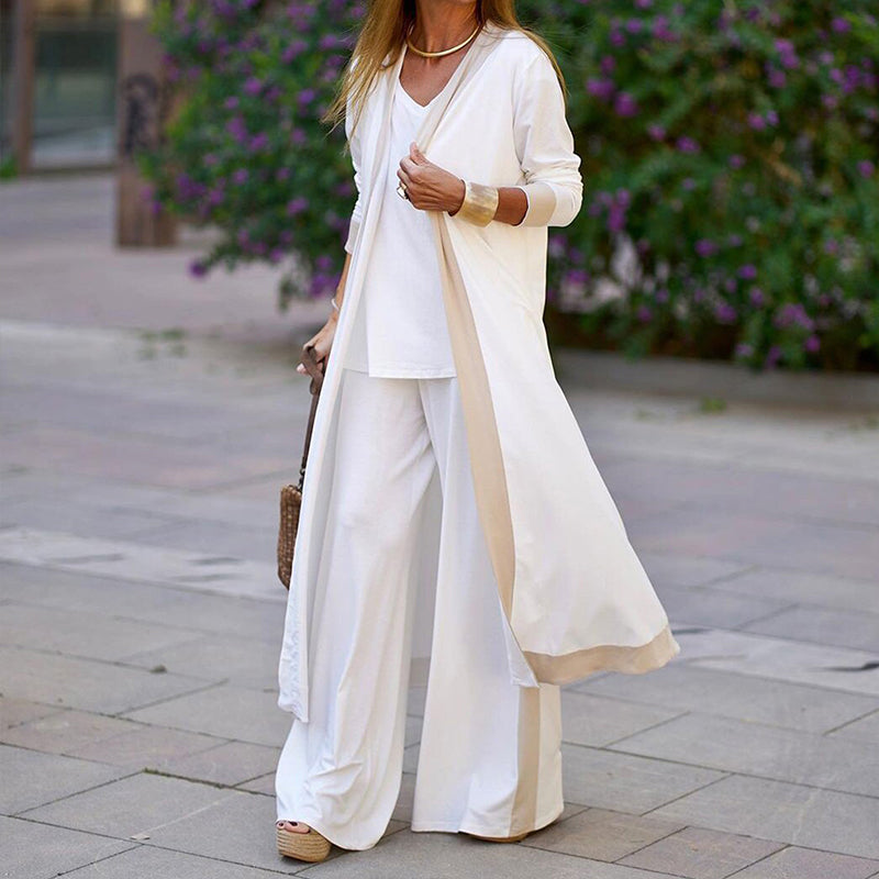 ⌛50% off new arrivals-Women’s 3 Piece Outfit Contrast Color Cardigan Vest Pants Set