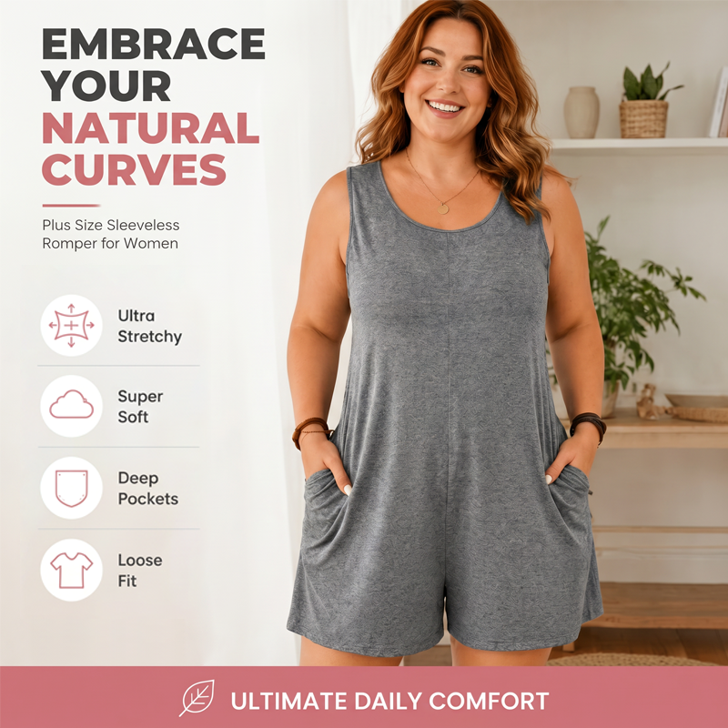 👗 LIMITED-TIME 50% OFF! 💥 Women's Plus Size Sleeveless Jumpsuit with Pockets – Flowy, Comfortable, Versatile ✨