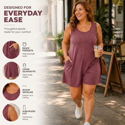👗 LIMITED-TIME 50% OFF! 💥 Women's Plus Size Sleeveless Jumpsuit with Pockets – Flowy, Comfortable, Versatile ✨