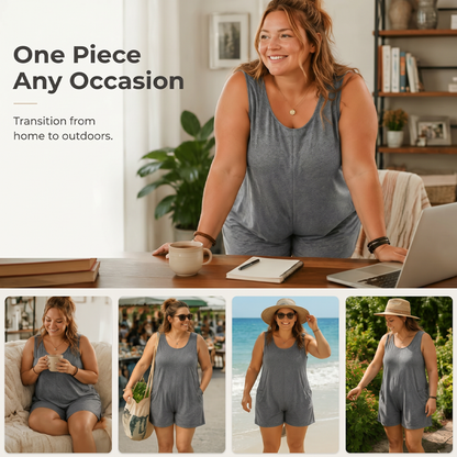 👗 LIMITED-TIME 50% OFF! 💥 Women's Plus Size Sleeveless Jumpsuit with Pockets – Flowy, Comfortable, Versatile ✨