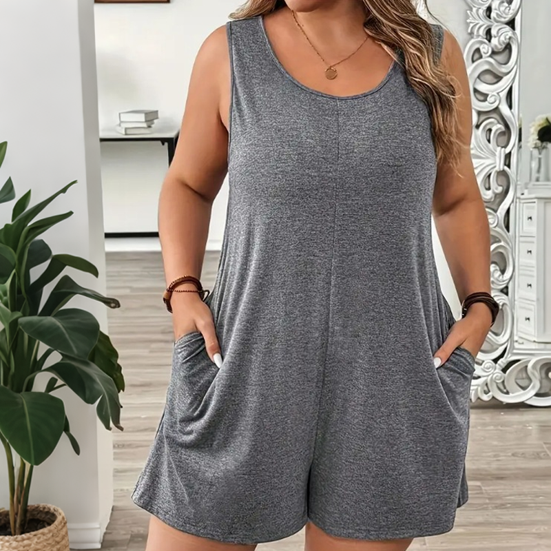 👗 LIMITED-TIME 50% OFF! 💥 Women's Plus Size Sleeveless Jumpsuit with Pockets – Flowy, Comfortable, Versatile ✨
