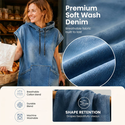 Women's Casual Sleeveless Denim Hoodie Dress