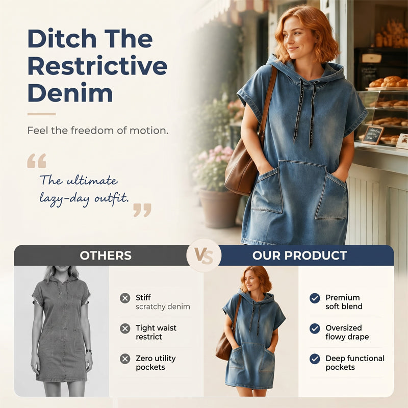 Women's Casual Sleeveless Denim Hoodie Dress