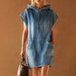Women's Casual Sleeveless Denim Hoodie Dress