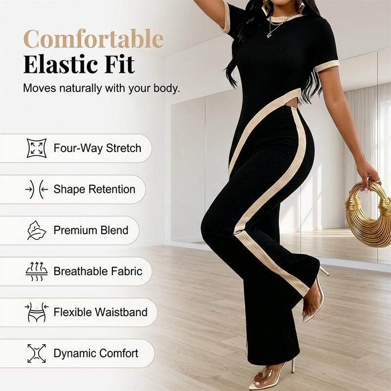 Women's Short Sleeve Top & Flared Pants Set