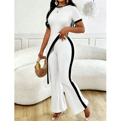 Women's Short Sleeve Top & Flared Pants Set