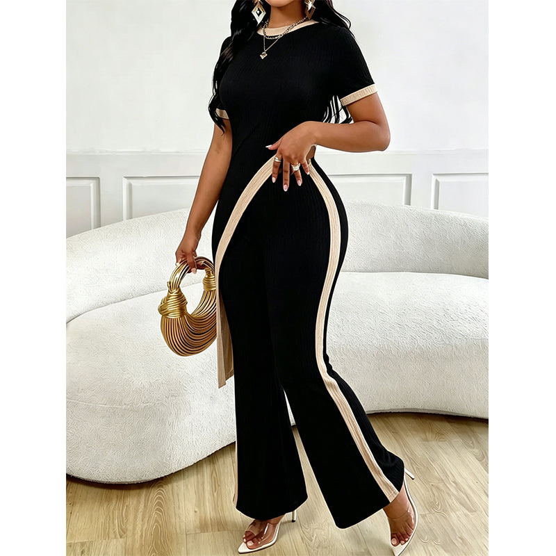 Women's Short Sleeve Top & Flared Pants Set
