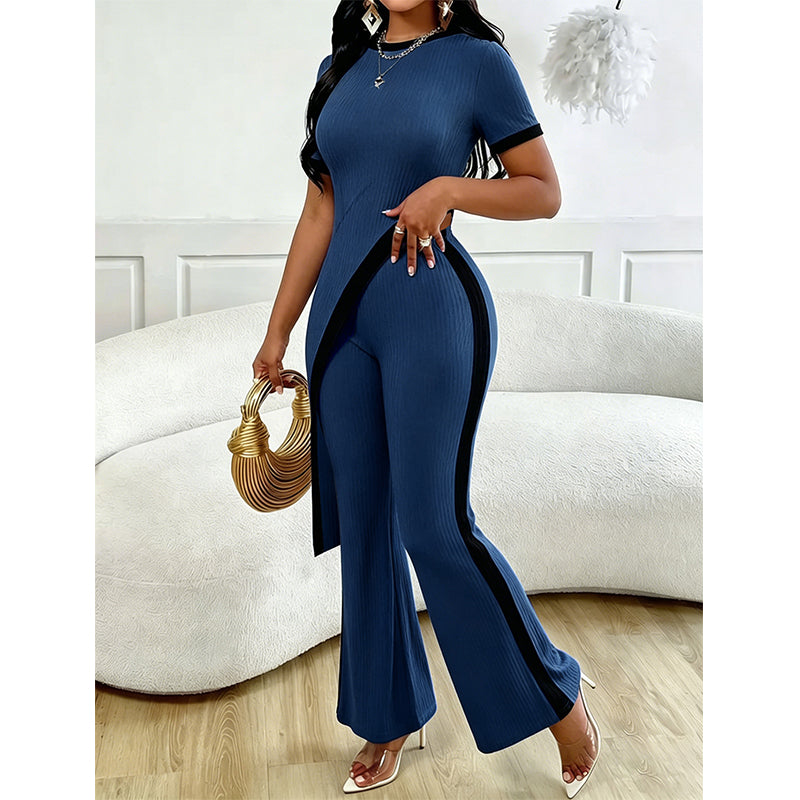 Women's Short Sleeve Top & Flared Pants Set