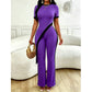 Women's Short Sleeve Top & Flared Pants Set